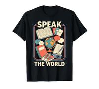 Imparare Le Lingue Poster Vintage Speak The World Maglietta
