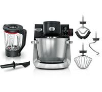 Impastatrice BOSCH MUMS6ZS17, 1600 W, Programmi Automatici, Ciotola XXL da 5.5 L in Acciaio Inox, Frusta e Ganci, Accessori Inclusi Lavabili Lavastoviglie, Nero