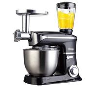 Impastatrice, impastatrice 3 in 1 da 6,5 l, robot da cucina elettrico da 1300 W, robot da cucina a 6 velocità, frullatore con gancio per impastare, frusta e sbattitore e tritatutto, nero
