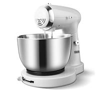 Impastatrice, planetaria 350W, 5 velocità, 3,2 l, impastatrice elettrica da cucina con gancio per impastare, frusta e sbattitore, ciotola in acciaio inox, frullatore per impastare, bianco