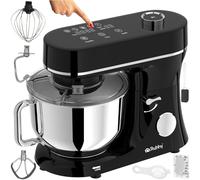 Impastatrice planetaria con ciotola riscaldata 6,2 L, 2000 W, 11 velocità, display touch & timer - mixer da cucina per impasti, montare e fermentazione con gancio RUHHY (Nero e argento)