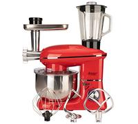 Impastatrice, planetaria da 55 litri, impastatrice elettrica da cucina a 6 velocità da 1500 W con gancio per impastare, frusta e sbattitore e tritatutto, frullatore per impastare, rosso