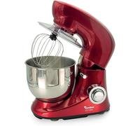 Impastatrice Planetaria Rossa, 1600W, 6 Velocità, Contenitore Acciaio 5L, Gancio ad Uncino, Sbattitore Piatto, Frusta Metallica