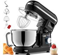 Impastatrice Planetaria Zuccie 1500W 5.5L Robot da Cucina 6 Velocità Impastatrice Professionale con Gancio per Impastare, Frusta, Sbattitore, Ciotola in acciaio inox e Coperchio Paraspruzzi