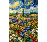 Impasto Field of Flowers Van Gogh Inspired Textured Art Journal: a DOT GRID notebook for self-expression