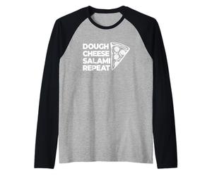 Impasto Formaggio Salame Ripetizione Pizza Mangiatore Maglia con Maniche Raglan