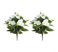 Impatiens - Bouquet di fiori artificiali in seta, per biblioteca, studio, stanza, colore: bianco