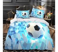 Impatto della palla da calcio copripiumino Set di 3 Pezzi stampa di 3D con federe cerniera nascosta con cerniera Grafica sportiva dinamica Set Di Copripiumino for coppie e ragazzi Single（140x200cm）