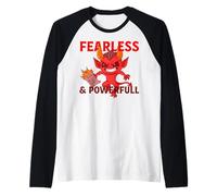 Impaurito Demone Guerriero con Fiamme e Corna Maglia con Maniche Raglan