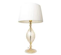 Imperato Illuminazione Olivia: Lampada da Tavolo di Cristallo Soffiato Ambra con Paralume Avorio fatto a mano, per Soggiorno e Camera da letto.