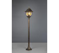 IMPERIA PALO DA ESTERNO 4 LATI FUSIONE DI ALLUMINIO RUGGINE E VETRO VERNICIATO EFFETTO GHIACCIO ED INSERTO GIALLO H. 120CM IP44 1 LUCE ATTACCO E27