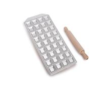 Imperia Raviolamp Imperia. Stampo Made in Italy. Accessorio macchina per la pasta. Accessorio cucina tagliapasta in alluminio per pasta fresca. Mattarello legno incluso. (36 Ravioli classici)