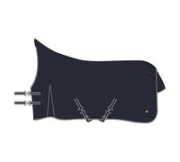 Imperial Riding IRHBasic - Coperta in pile, 0 g, con collo alto, leggera, per esterni, materiale resistente alle intemperie, con piega, cintura a croce, corda per le gambe, blu navy, 155