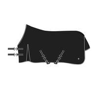 Imperial Riding IRHBasic - Coperta per esterni da 200 g, a collo alto, in materiale resistente alle intemperie, 600D, in poliestere 600D, con cinghie incrociate, corde per gambe e coda, colore nero