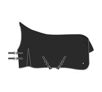 Imperial Riding IRHBasic - Coperta per esterni da 200 g, a collo alto, in materiale resistente alle intemperie, 600D, in poliestere 600D, con cinghie incrociate, corde per gambe e coda, colore nero