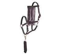 Imperial Riding Set di cavezza con maglia e frangia per mosche - Robusta cavezza in nylon con fibbia, chiusura in e gancio a scatto, confortevole e facile da pulire, Multi Bordeaux, Pony