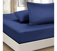 Imperial Rooms - Lenzuolo con angoli, 40 cm, extra profondo, in microfibra spazzolata, facile da pulire, morbido e resistente agli strappi e allo sbiadimento (super king size, blu navy)