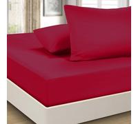 Imperial Rooms - Lenzuolo con angoli elasticizzati da 40 cm, in microfibra spazzolata extra profonda, facile da pulire, morbido, resistente al restringimento e allo sbiadimento (rosso, matrimoniale)