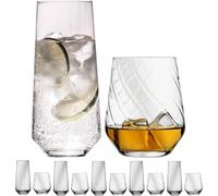 Imperial, set da 12 bicchieri da acqua con motivo a rombi in vetro Crystalline, 420 ml e 430 ml