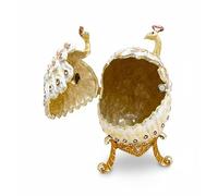 Imperiale Fabergé uovo stile Russo Pavone Egg 24K Oro Decor Cristallo austriaco FATTO A MANO Ricordo Articoli da collezione Regali di Natale Amante degli Uccelli Regalo d'amore per Fidanzata