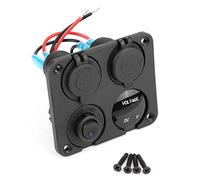 Impermeabile 4 Gang Marine Boat ON/OFF Interruttore a levetta Pannello e 4.2A Dual USB Socket e Voltmetro e accendisigari Blu LED Light(Blue)