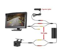 Impermeabile Auto 5 Pollici Monitor Per Parcheggio Video Veicolo Schermo Per Telecamera Retromarcia Impermeabile Regolabile Telecamera Auto(8Lamp-7M)