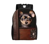 Impermeabile Backpack Dog In Brown Leather Wallet Zainetto Scuola Eleganti Zaino Per Le Scuole Per Escursionismo, Compleanno, Trekking, 42X32X14Cm