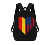 Impermeabile Backpack German U.S. Flag Printed Borsa Da Viaggio Casual Zaino Università Per Trekking, Escursionismo, Compleanno, 42X32X14Cm