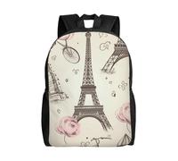 Impermeabile Backpack The Eiffel Tower And A Bicycle Zaino Per Le Scuole L'Uso Quotidiano Zainetto Scuola Per Idea Regalo, Studenti, Escursionismo, 42X32X14Cm