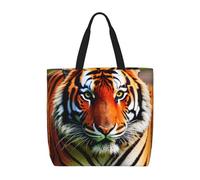 Impermeabile Borsa Da Spiaggia Tiger Stripes Pattern Print Busta Spesa Lavabile Shopper Borsetta Per Palestra, Regali, Scuola, 40X50X15Cm