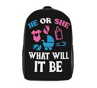 Impermeabile Borsa Da Viaggio He Or She What Will It Be Gender Reveal Design Borsa Zaino Eleganti Rucksack Per Studenti, Adulti, Escursionismo, 42X32X14Cm