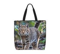 Impermeabile Borsa Stoffa Shopper Wild Bobcat Borsa Donna Riutilizzabile Busta Spesa Per Scuola, Shopping, Palestra, 40X50X15Cm