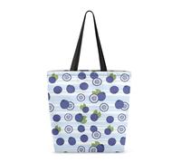 Impermeabile Borsa Tote Tracolla Blueberry Borsa Shopper Ecosostenibile Borsa Di Tela Per Uso Viaggi, Scuola, Shopping, 40X50X15Cm