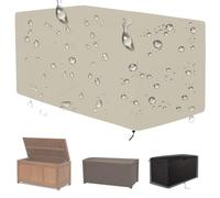 Impermeabile Copertura Baule da Giardino,Coperture Protettiva per Contenitore da Esterno,210D Oxford Telo di Protezione per Contenitore Stoccaggio con Coulisse Regolabil(Size:123*62*55cm,Color:Beige)