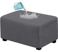 Impermeabile Copri Pouf Rettangolare, Scamosciato Copri Poggiapiedi Quadrato Elasticizzato Pieghevole Copertura del Pedale Lavabile Sofa Protettore per Soggiorno ( Color : Grigio , Size : X-Grande )