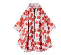 Impermeabile da donna Giacca antipioggia lunga impermeabile con cappuccio Stile poncho Ideale for i viaggi(K29 Red Flowers)