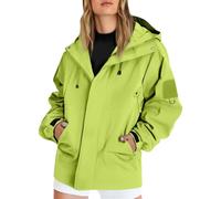 Impermeabile da donna leggero con cappuccio corto giacche da pioggia autunno inverno manica lunga cappotto impermeabile cerniera giacca a vento all'aperto, D-giallo, L