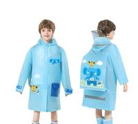 Impermeabile da Pioggia Bambini con Cappuccio Pioggia Poncho per Bambini Giacca Antipioggia Leggera con Stampe di Cartoni Animati Adatto per attività All'aperto (Sky Blue, 14-16 Years)