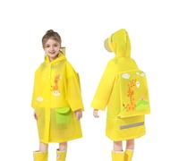Impermeabile da Pioggia Bambini con Cappuccio Pioggia Poncho per Bambini Giacca Antipioggia Leggera con Stampe di Cartoni Animati Adatto per attività All'aperto (Light Yellow, 14-16 Years)