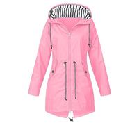 Impermeabile Donna Primaverile, Giacca a Vento Donna Primaverile, Con Cappuccio a Vento Con Tasche Giubbotto Impermeabile Antivento Classica Montagna Antipioggia Giacca Invernale Cappotto Outdoor
