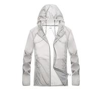 Impermeabile Giacca Antipioggia ad Asciugatura Rapida, Impermeabile, da Pesca, Unisex, for Esterni, con Protezione Solare, Leggera e Traspirante, Donna, Giacca a Vento(Light Gray,L)