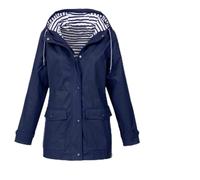 Impermeabile Impermeabile Leggero A Righe Foderate Giacche Fodera A Righe Giacca A Vento Da Viaggio Esterno Con Tasche Cappotti Antipioggia Plus Size Giacche Antivento Per Escursionismo, blu cielo, L