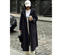 Impermeabile lungo oversize da donna in tessuto sottile e trasparente per primavera, estate e autunno, con grandi tasche, leggero, elegante, nero Tagli UnicaTessuto intrecciato