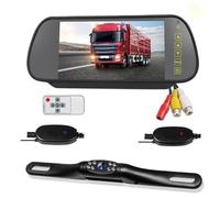 Impermeabile Monitor Per Specchietto Retrovisore Wireless 7 Pollici + Kit Telecamera Per Auto Telecamera Per Visione Notturna Regolabile Telecamera Auto(Full Kit)