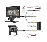 Impermeabile Monitor Telecamera Retrovisiva Auto 7 Pollici Per Display Parcheggio Per Camion HD 9-36V Con Schermo Universale Regolabile Telecamera Auto(700-BUS-15M)