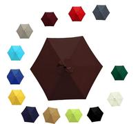 Impermeabile Ombrello di Ricambio per Ombrellone con 6/8 Costole Copertura di Ricambio Anti-Ultravioletto, Copertura Patio Versatile per Giardino 2.0m 2.30m 2.7m 3.0m(caffè,2.5M/6RIBS)