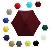 Impermeabile Ombrello di Ricambio per Ombrellone con 6/8 Costole Copertura di Ricambio Anti-Ultravioletto, Copertura Patio Versatile per Giardino 2.0m 2.30m 2.7m 3.0m(Rosso Vino,2.30M/6RIBS)
