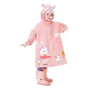 Impermeabile per bambini con borsa per la scuola e cappuccio per ragazzi ragazze studenti animali stampa cartoni animati impermeabile lungo, Colore: rosa., 2-3 Anni