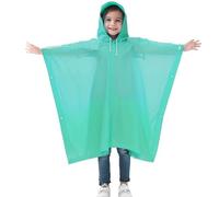 Impermeabile per bambini, con cappuccio, a maniche lunghe, con bottoni, antivento, con tasche, leggero, riutilizzabile, tinta unita, per attività all'aperto, per ragazzi e ragazze, verde