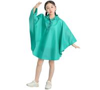Impermeabile per bambini, con cappuccio, a maniche lunghe, con bottoni, antivento, con tasche, leggero, riutilizzabile, tinta unita, per attività all'aperto, per ragazzi e ragazze, verde
